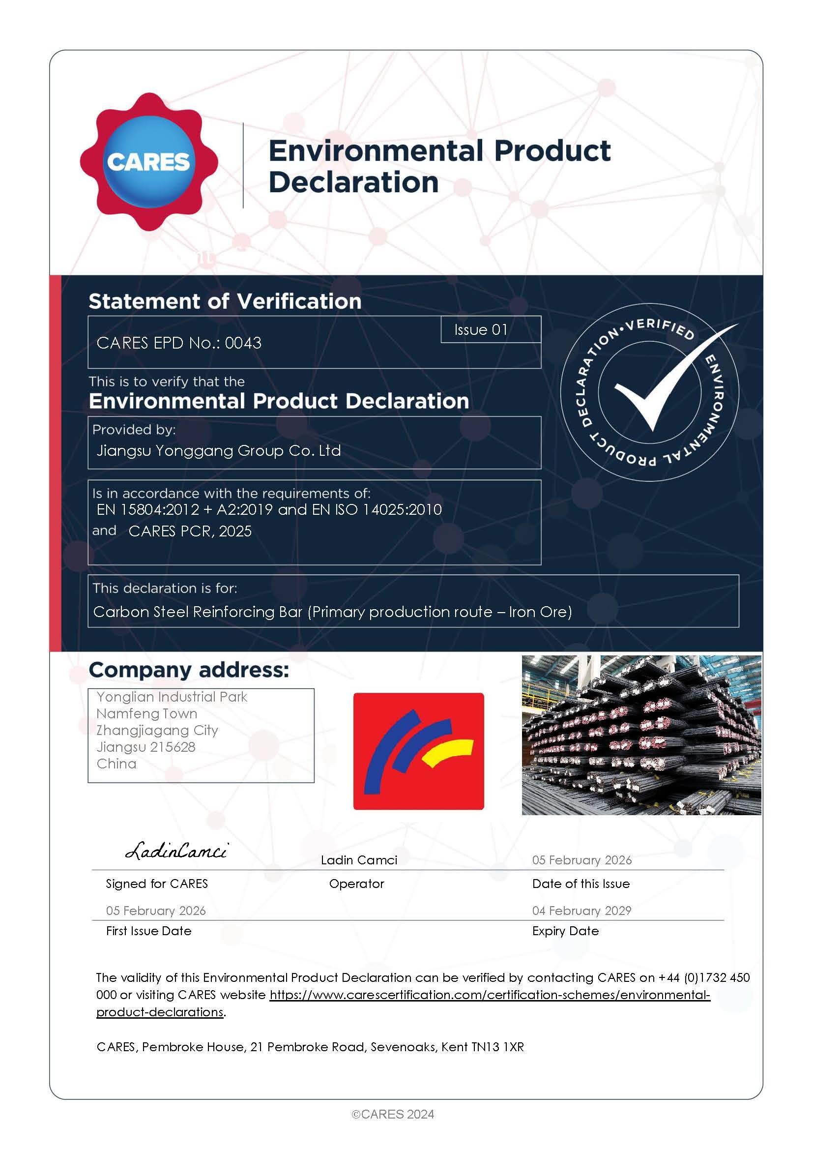 Jiangsu Yonggang Group Co. Ltd EPD